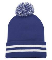 Tuque avec pompon et revers rayé