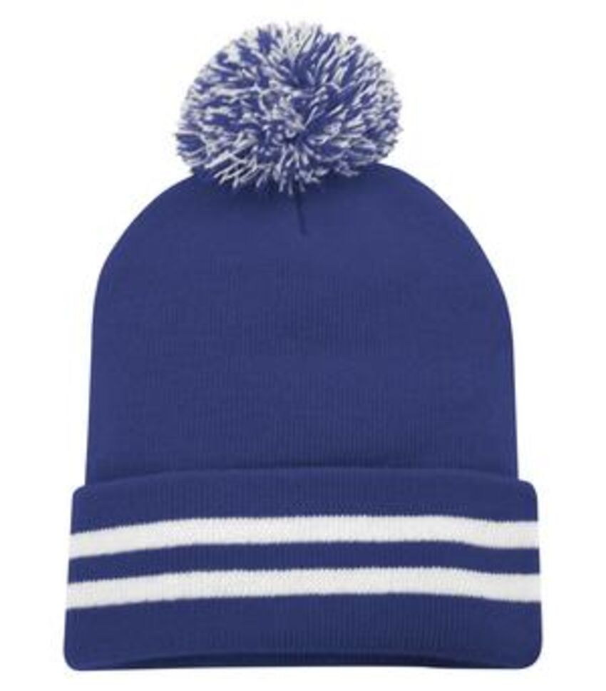 Sanmar - Tuque avec pompon et revers rayé C1202